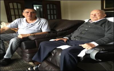 Sr. Nenê Pacheco aos 94 anos - do lado esquerdo Edson Navarro-foto em 12/02/2020